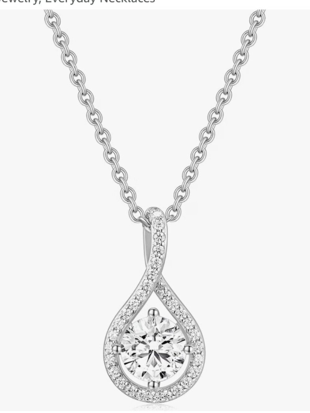 Sterling Silver Teardrop Necklace with Cubic Zirconia Pendant